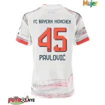 Camiseta Bayern Munich Aleksandar Pavlovic #45 Visitante Equipación para mujer 2025-26 manga corta